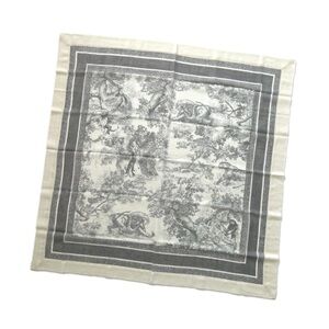 Classic Ivory & Grey Toile de Jouy Scarf Shawl